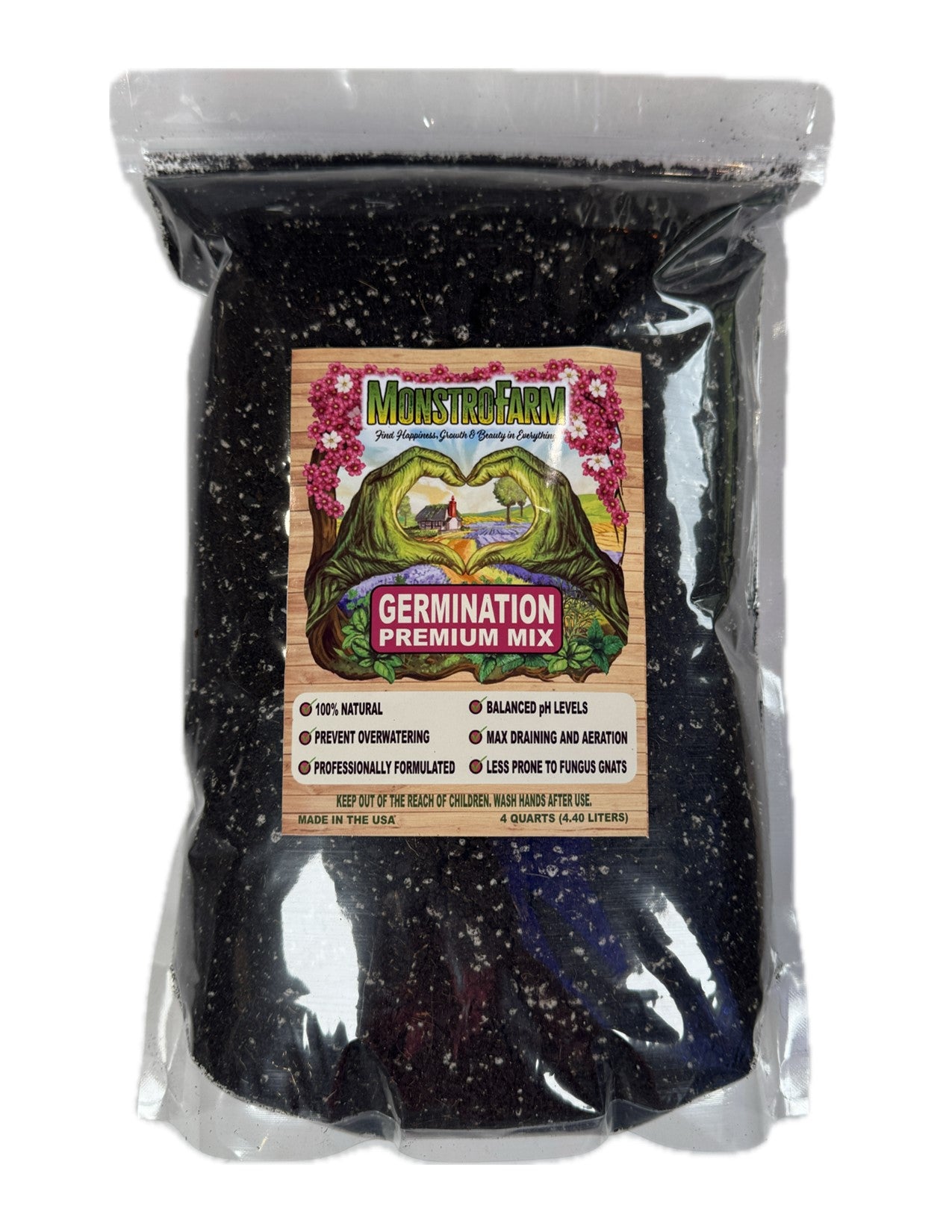 Germination Premium Mix- Includes 3 FREE 8" Sturdy Clear Pots with Every 8 Qt Bag