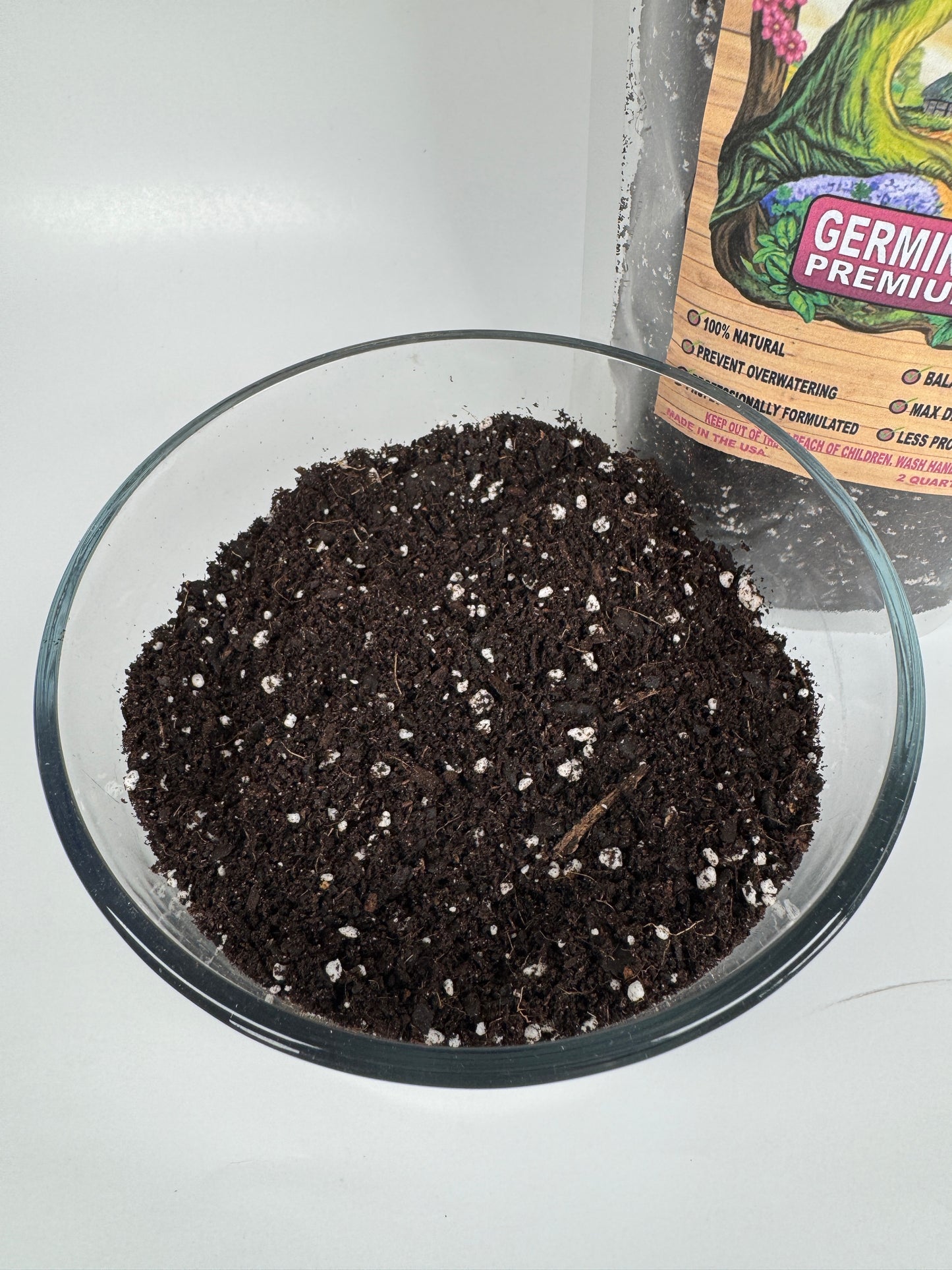 Germination Premium Mix- Includes 3 FREE 8" Sturdy Clear Pots with Every 8 Qt Bag